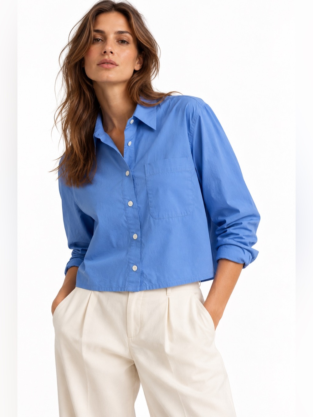 JW Anderson x Uniqlo Blue Cropped Button Down Shirt M Designer Minimalist